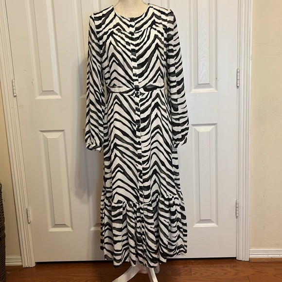 Banana Republic Zebra 🦓 Print Midi Dress with Button Front Closure/ Size 6 - Picture 2 of 9